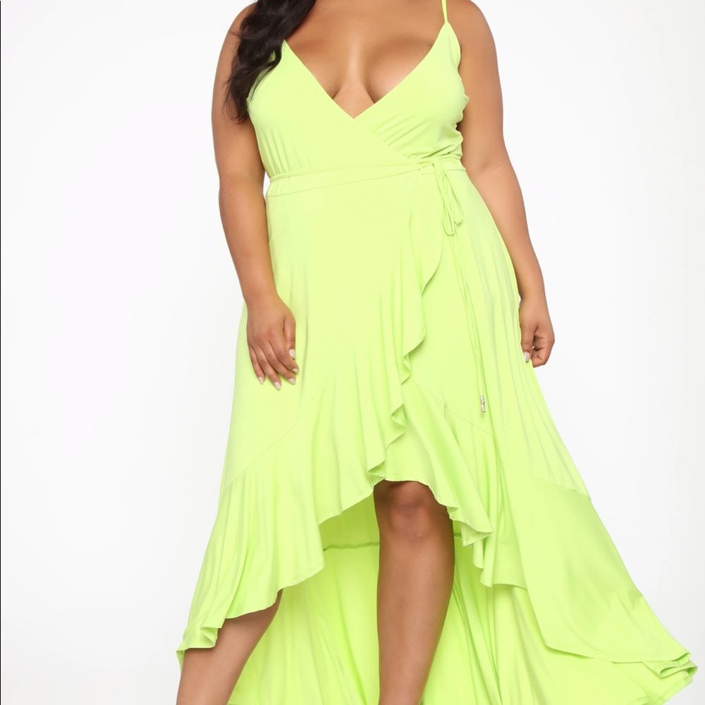 Fashion Nova NWT Every Strut Lime Wrap Maxi Dress